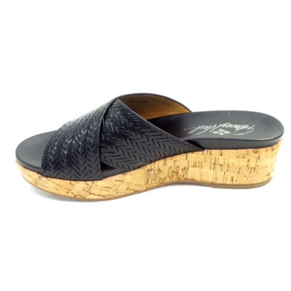 Patricia Nash Leather Wedge Slides Luca Black - Medium - Picture 3 of 5